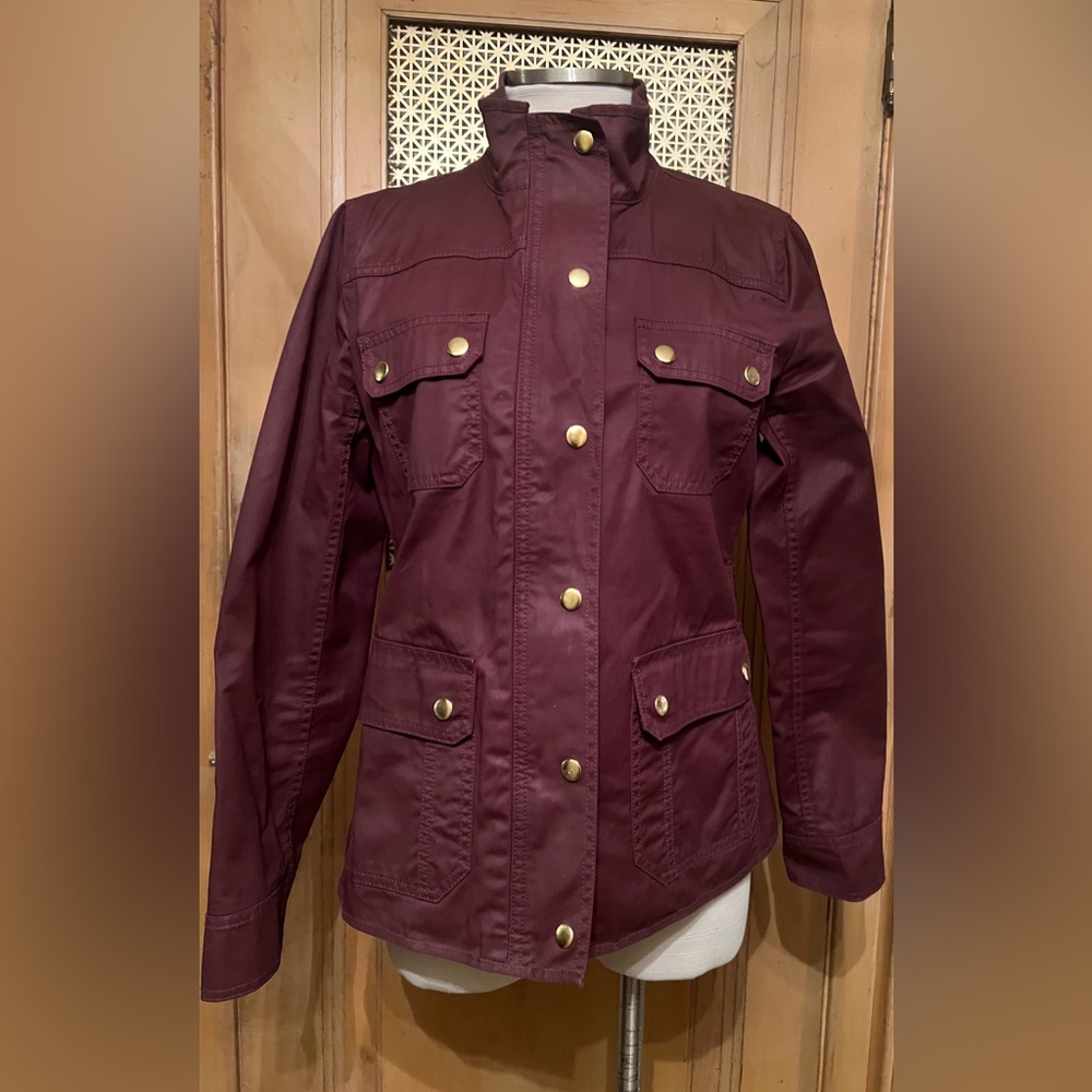 J CREW waxed jacket. Burgundy M. Like new - Picture 2 of 11